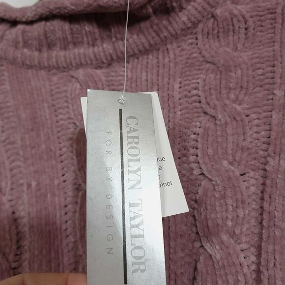 Vintage Carolyn Taylor Sweater Size Large Chenille Cable Knit Pink Dusty Rose - Picture 6 of 7